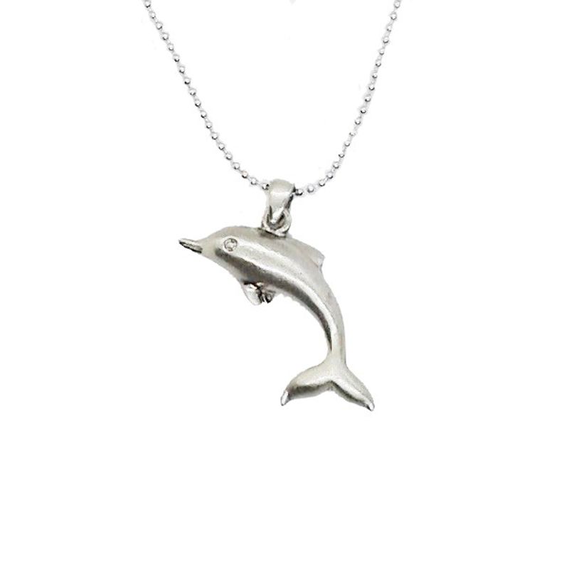 Pewter Dolphin Pendant with Chain - 546NS - Click Image to Close
